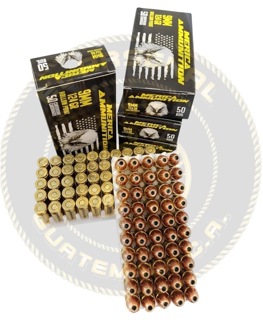 MERICA AMMUNITION 9MM. MERICA AMMUNITION JHP: 124 Grs. 9MM